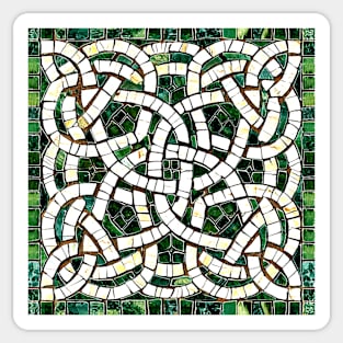 Green and White Celtic Knot Stone Mosaic Sticker